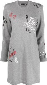 Love Moschino Sweaterjurk met geborduurd logo Grijs