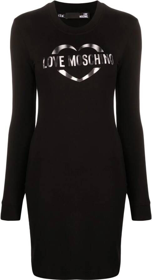 Love Moschino Sweaterjurk met logoprint Zwart