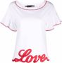 Love Moschino Witte Boxy Fit T-shirt met Gerimpelde Halslijn White Dames - Thumbnail 2