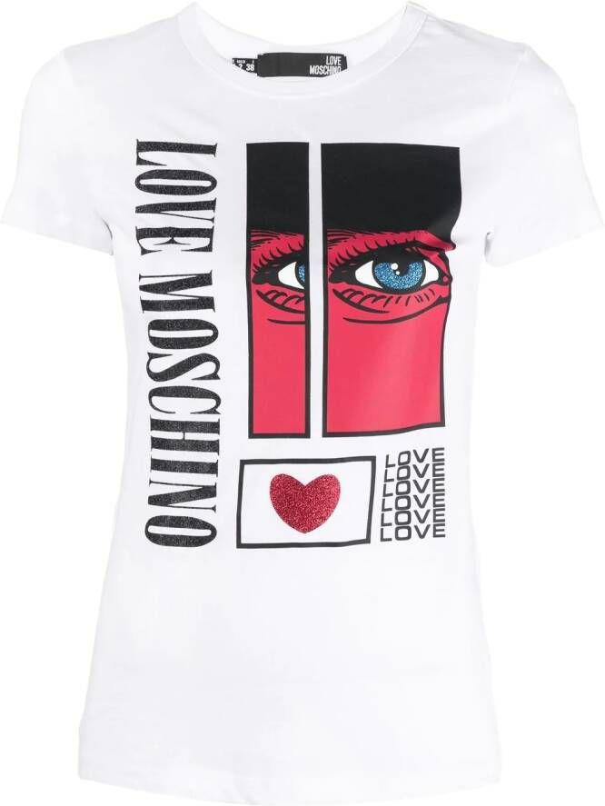 Love Moschino T-shirt met grafische print Wit