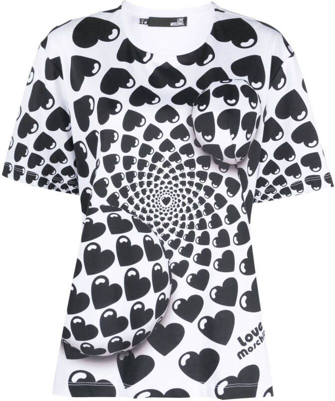 Love Moschino T-shirt met hartprint Wit