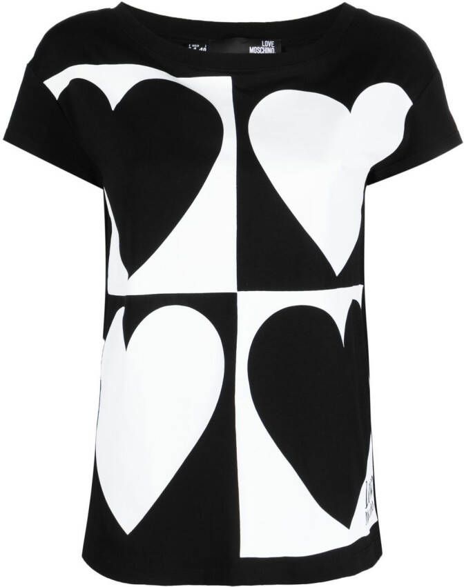 Love Moschino T-shirt met hartprint Zwart