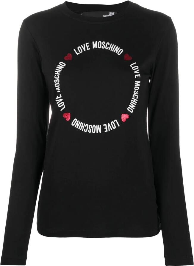 Love Moschino T-shirt met logo Zwart