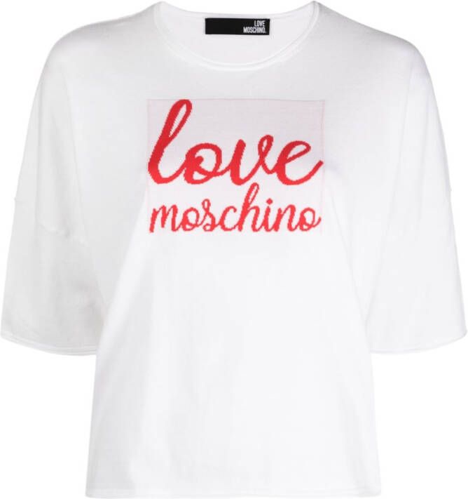 Love Moschino T-shirt met logopatch Wit