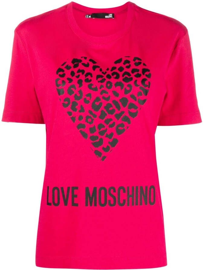 Love Moschino Rode Katoenen T-Shirt Red Dames