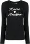 Love Moschino Lange Mouw Katoen Logo Print Tee Black Dames - Thumbnail 2