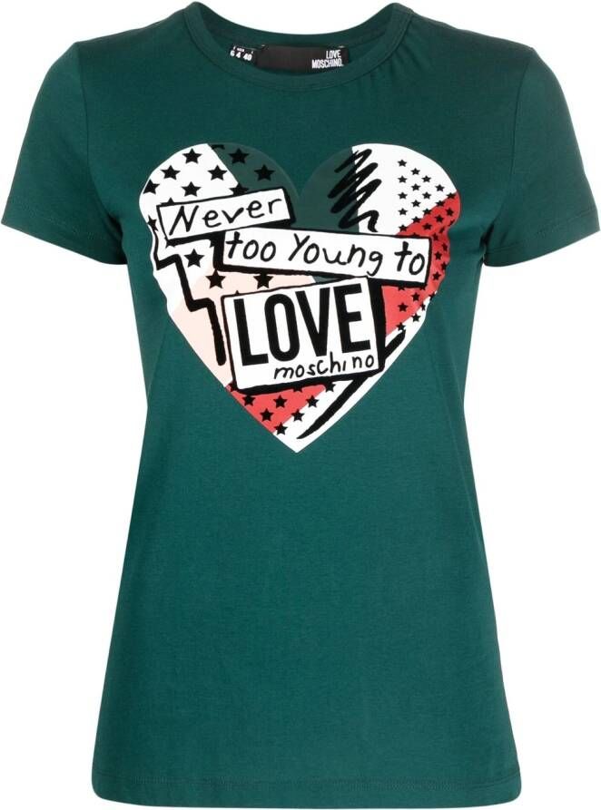 Love Moschino T-shirt met print Groen