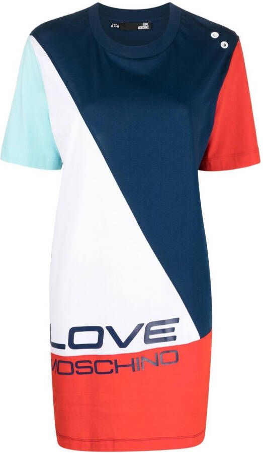 Love Moschino T-shirtjurk met colourblocking Wit