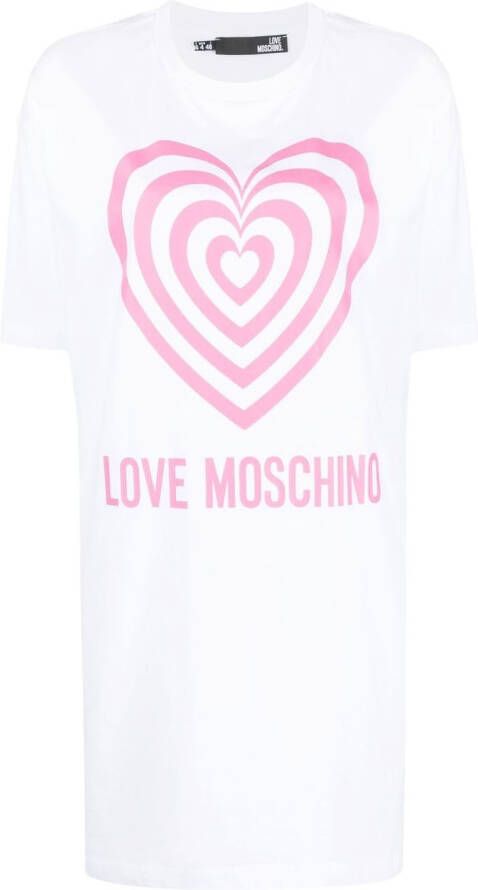 Love Moschino T-shirtjurk met hartprint Wit