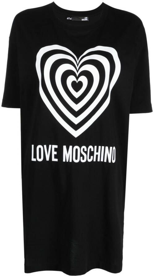 Love Moschino T-shirtjurk met hartprint Zwart