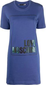 Love Moschino T-shirtjurk met logopatch Blauw