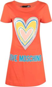 Love Moschino T-shirtjurk met logoprint Oranje