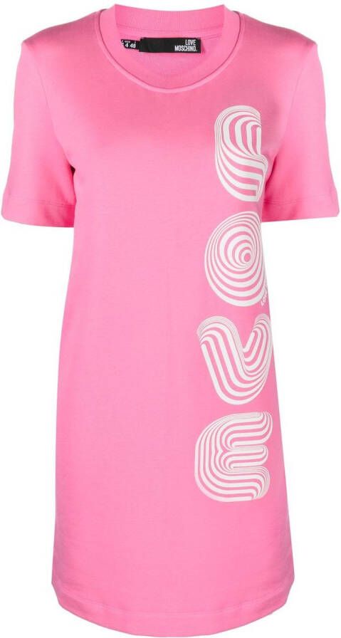 Love Moschino T-shirtjurk met logoprint Roze