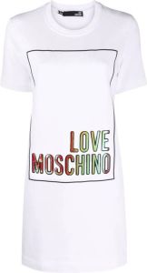 Love Moschino T-shirtjurk met logoprint Wit