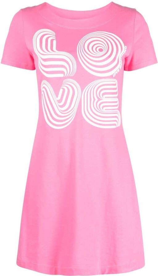 Love Moschino T-shirtjurk met tekst Roze