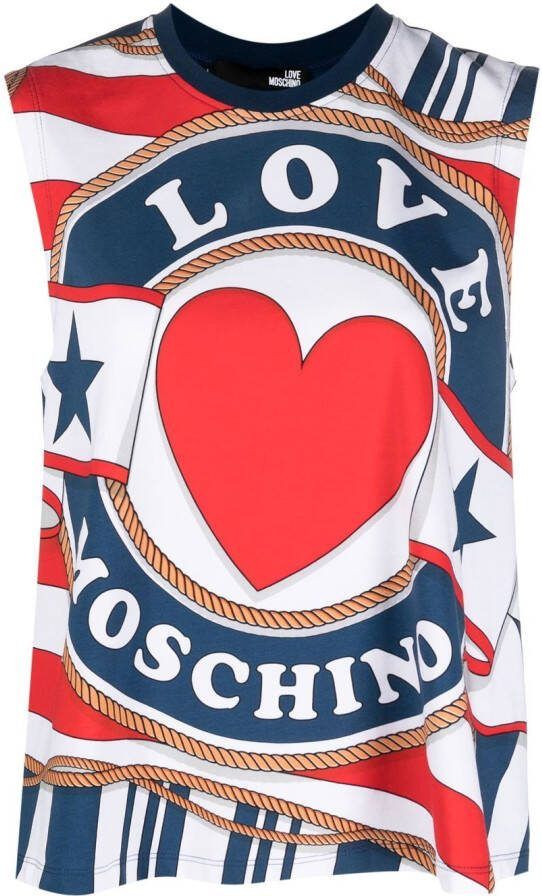 Love Moschino Tanktop met logoprint Blauw
