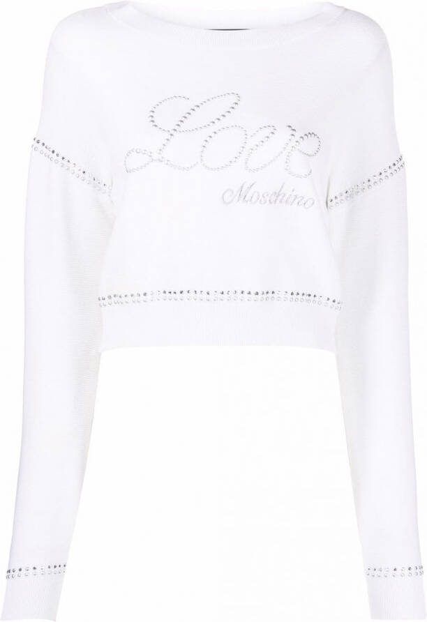 Love Moschino Trui met geborduurd logo Wit