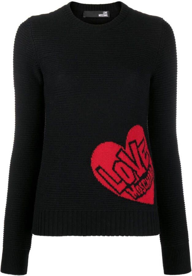 Love Moschino Trui met intarsia logo Zwart