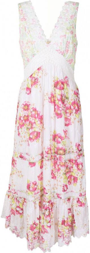 LoveShackFancy Maxi-jurk met bloemenprint Wit