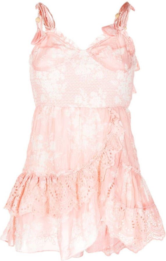 LoveShackFancy Mini-jurk met gehaakte afwerking Roze