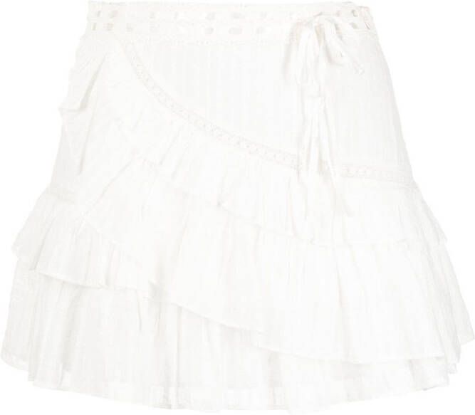 LoveShackFancy Mini-rok met ruches Wit