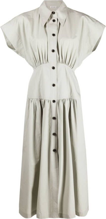 Low Classic Blousejurk met gesmockt detail Groen
