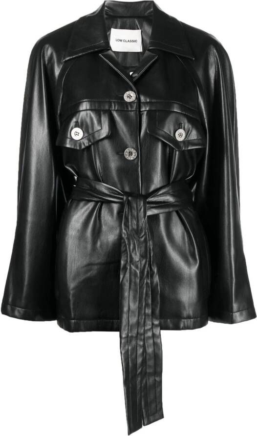 Low Classic Jas met ceintuur Zwart