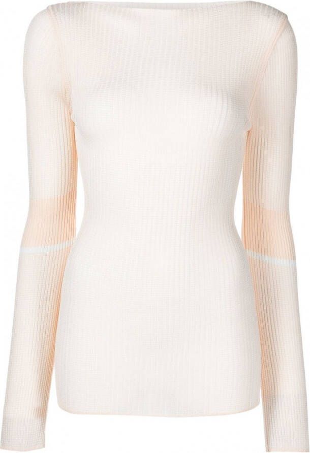 Low Classic Ribgebreide top Beige