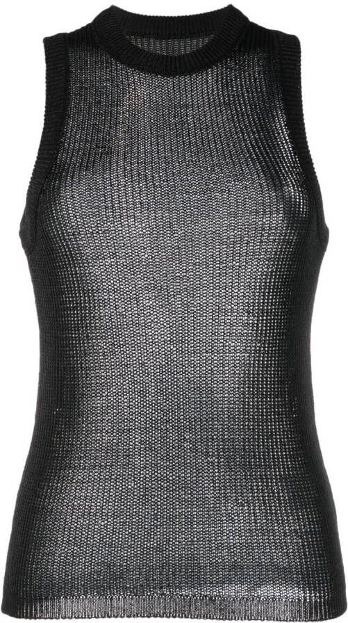 Low Classic Semi-doorzichtige top Zwart