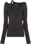 Low Classic T-shirt met uitgesneden detail Grijs - Thumbnail 1