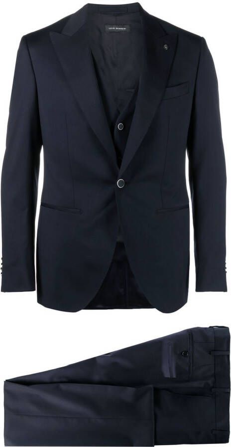 LUIGI BIANCHI MANTOVA Driedelig pak Blauw