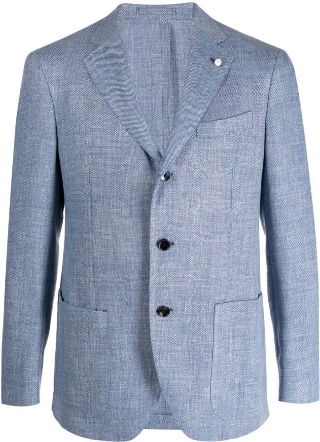 LUIGI BIANCHI MANTOVA Blazer met gekerfde kraag Blauw