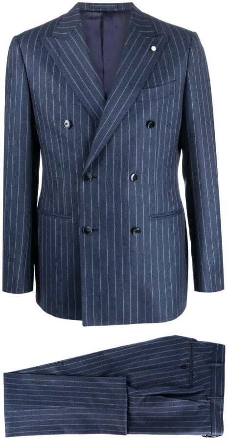 LUIGI BIANCHI MANTOVA Pak met krijtstreep Blauw