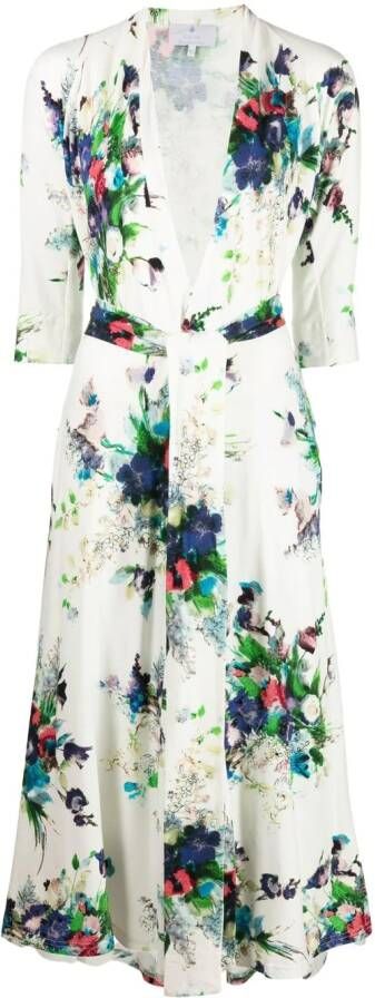 Luisa Beccaria Jurk met bloemenprint Wit