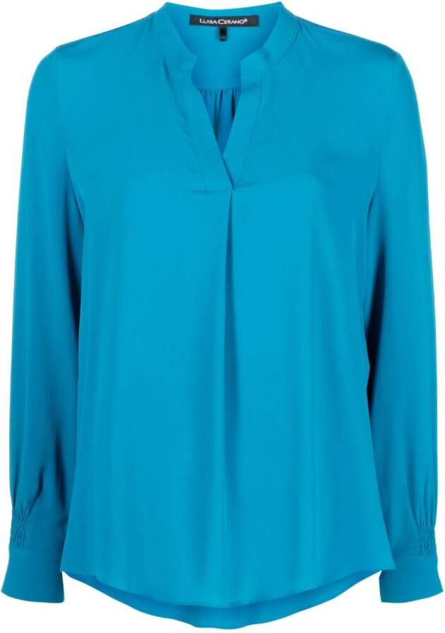 Luisa Cerano Blouse met V-hals Blauw