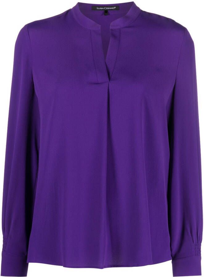 Luisa Cerano Blouse met V-hals Paars