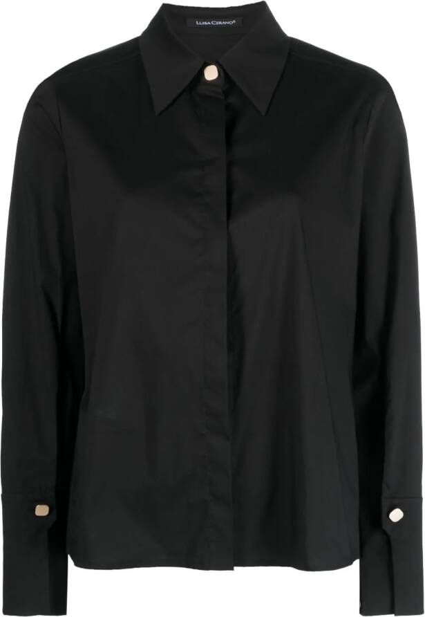 Luisa Cerano Blouse van katoenmix Zwart