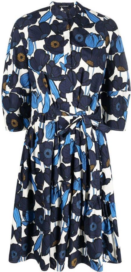 Luisa Cerano Jurk met bloemenprint Blauw