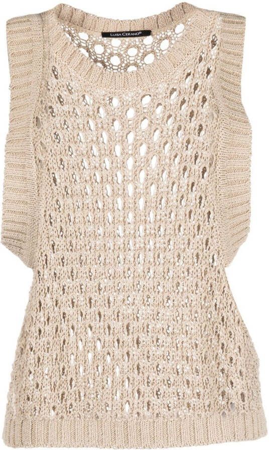 Luisa Cerano Mouwloze top Beige
