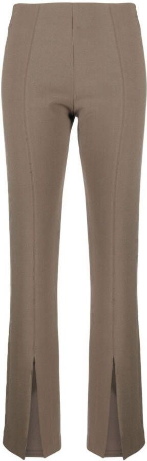 LVIR Brown Slit Detail Slim Fit Trousers Beige