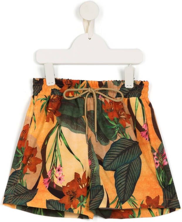 Lygia & Nanny Shorts met bladprint Oranje