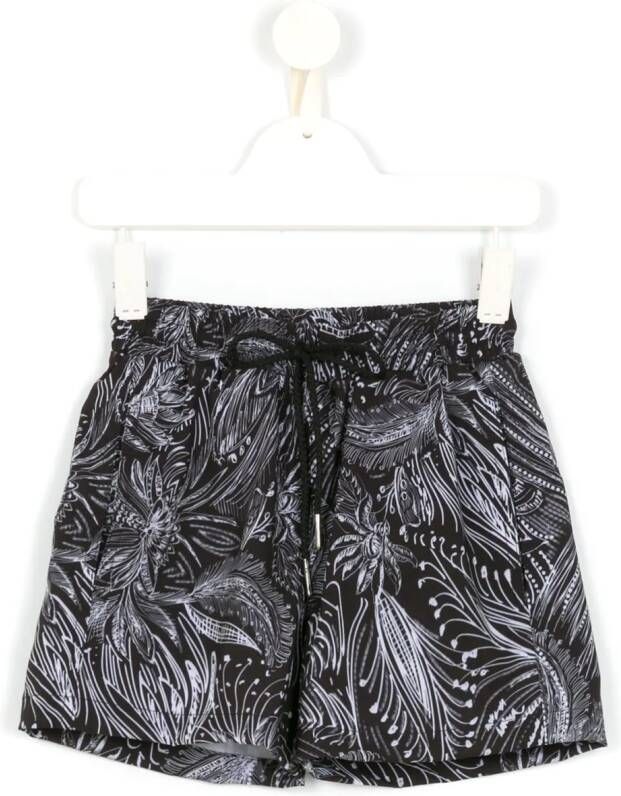 Lygia & Nanny Zwembroek met bladerprint Zwart