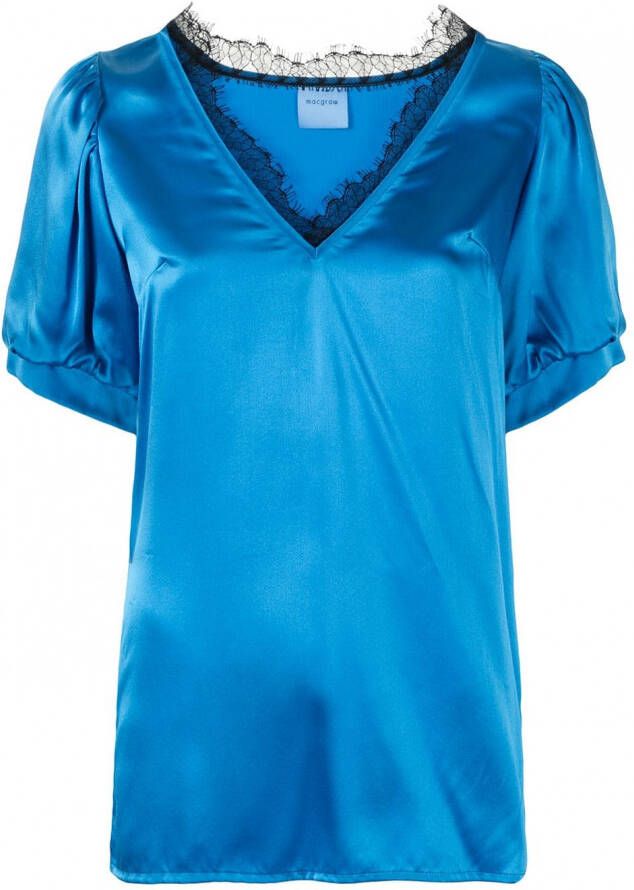 Macgraw Blouse met detail van kant Blauw