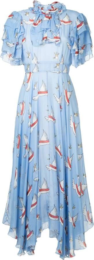 Macgraw swan print dress Blauw