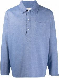 Mackintosh Overhemd van katoen wolmix Blauw