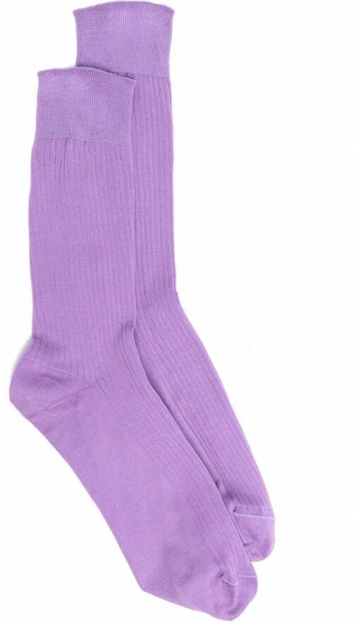 Mackintosh Ribgebreide sokken Paars