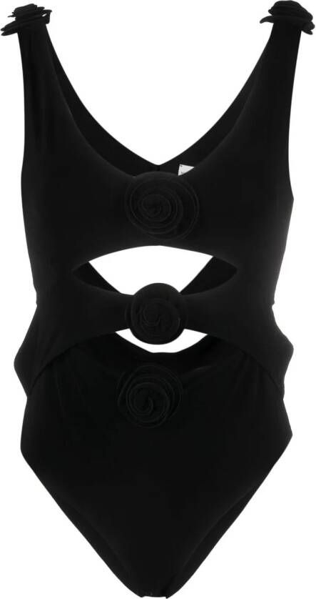 Magda Butrym Body met bloemenapplicatie Zwart