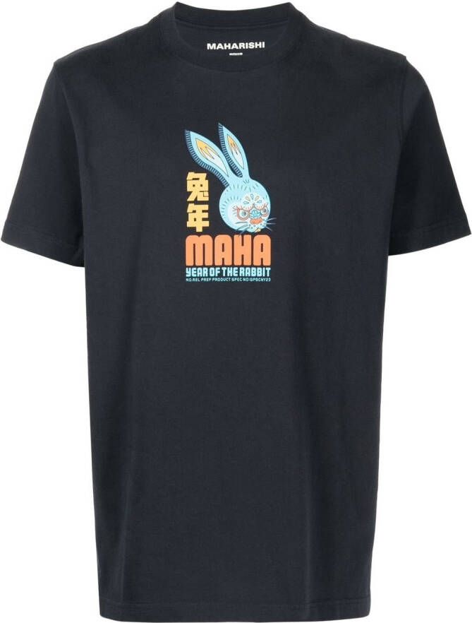Maharishi T-shirt met grafische print Blauw