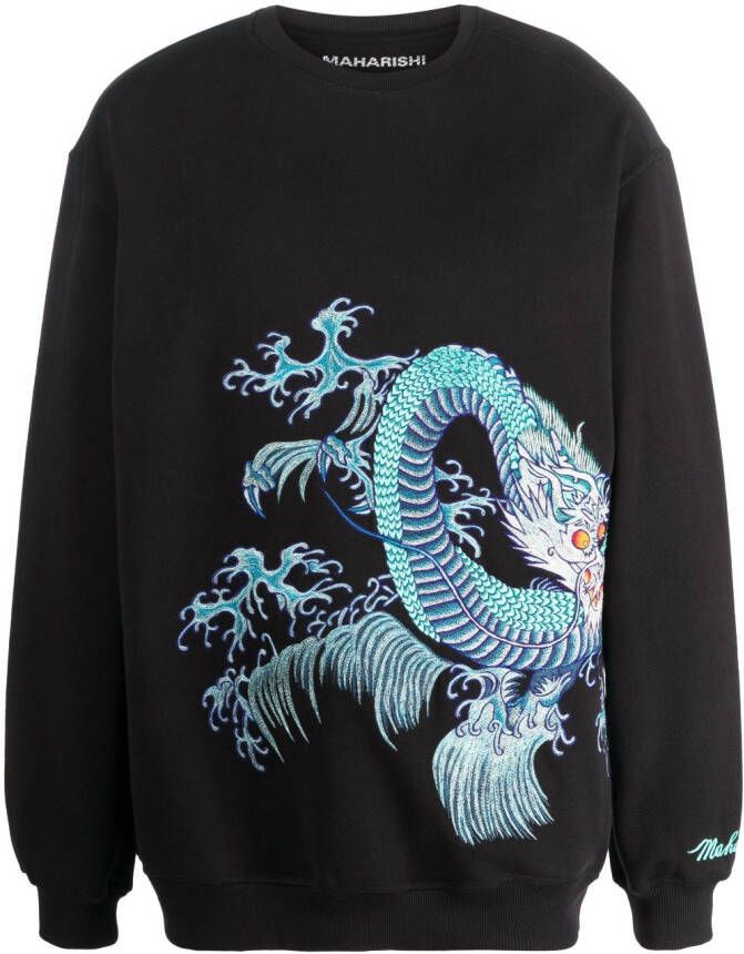 Maharishi Sweater met print Zwart
