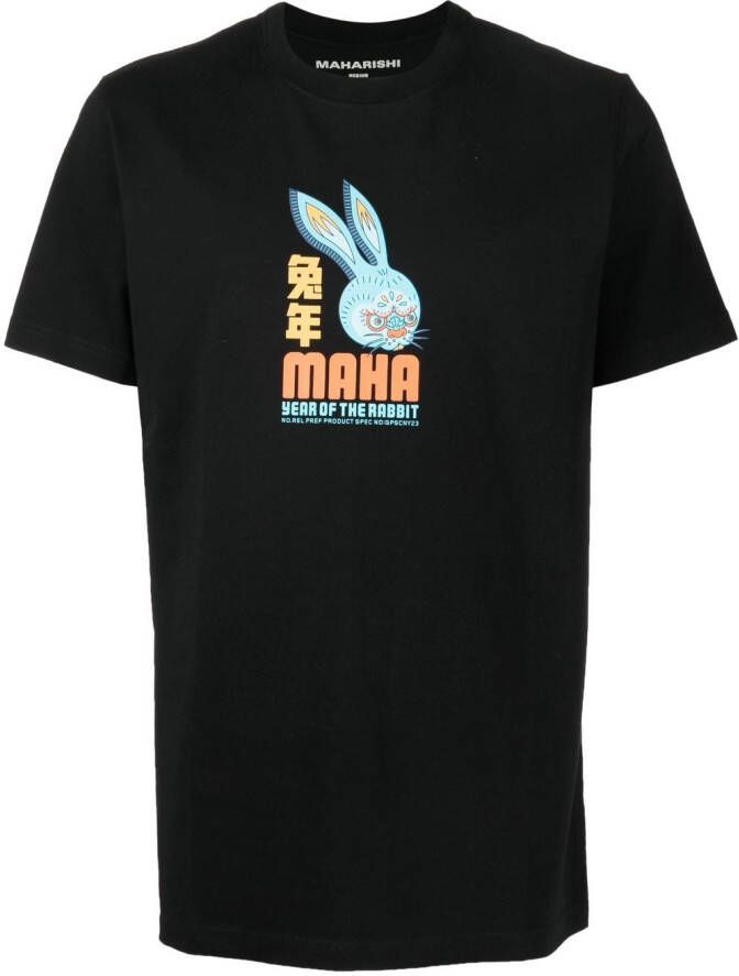 Maharishi T-shirt met grafische print Zwart